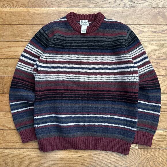 L.L. Bean Other - Ll Bean Lambs Wool Knit Striped Sweater Medium